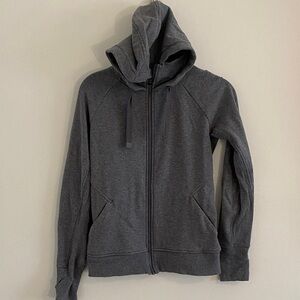 Athleta Gray Charcoal Full Zip Hoodie Fleece Lined Jacket Size Small
